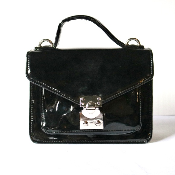 Jeannie Lottie X Pink House Toronto Black Patent Handbag Crossbody Purse - Picture 1 of 9